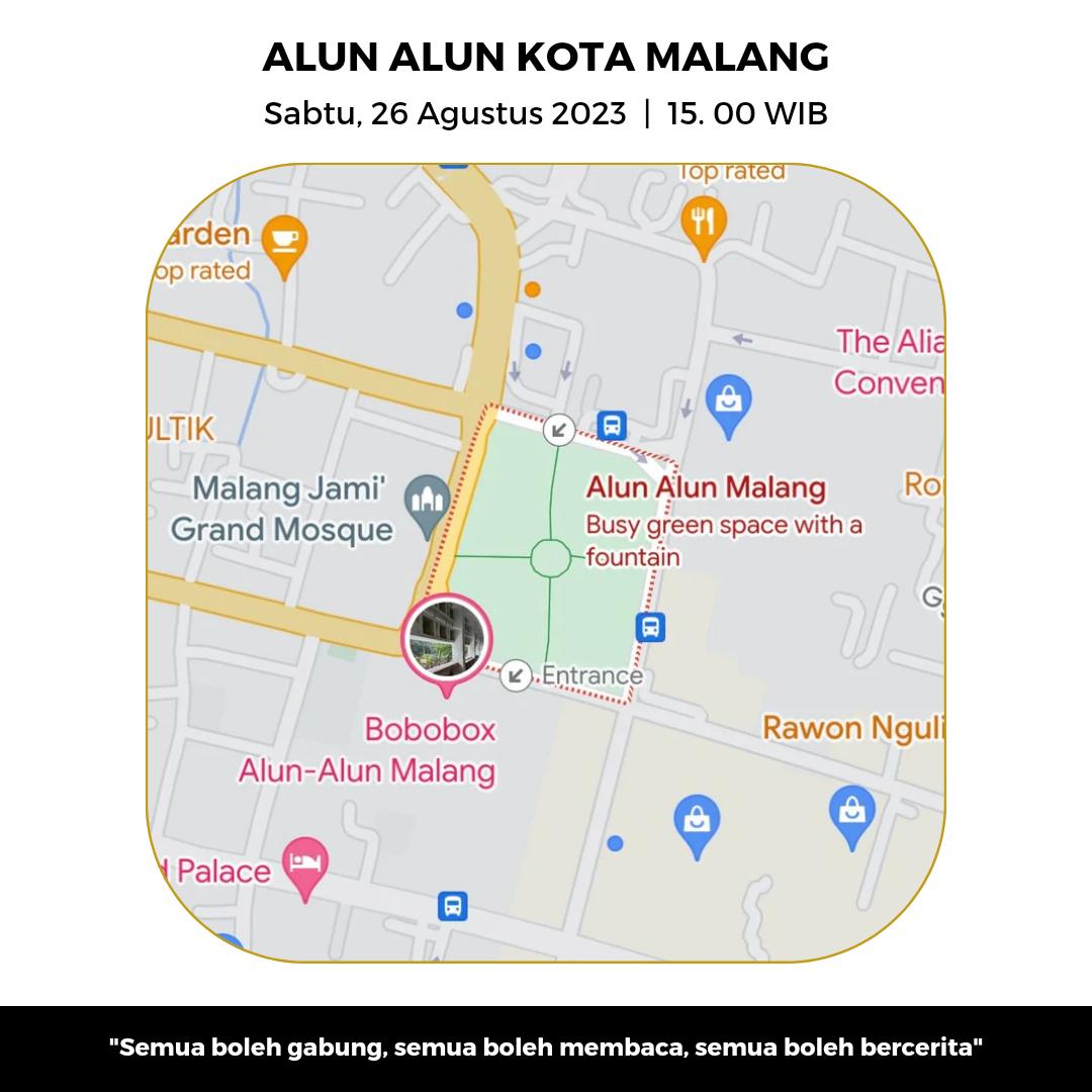 readingalam's tweet photo. Siapa nih yang bingung sabtu sore mau ngapain?? Daripada bingung yuk ikutan Bookdate bareng Readingalam Vol. 6
ποΈ 26 Agustus 2023
β° 15.00 - Selesai
π Alun-alun Kota Malang
Siapa saja boleh ikut yaaa!! Ditunggu kedatangannya. Sampai jumpa ππ»ππ» https://t.co/4h82NdCl3k