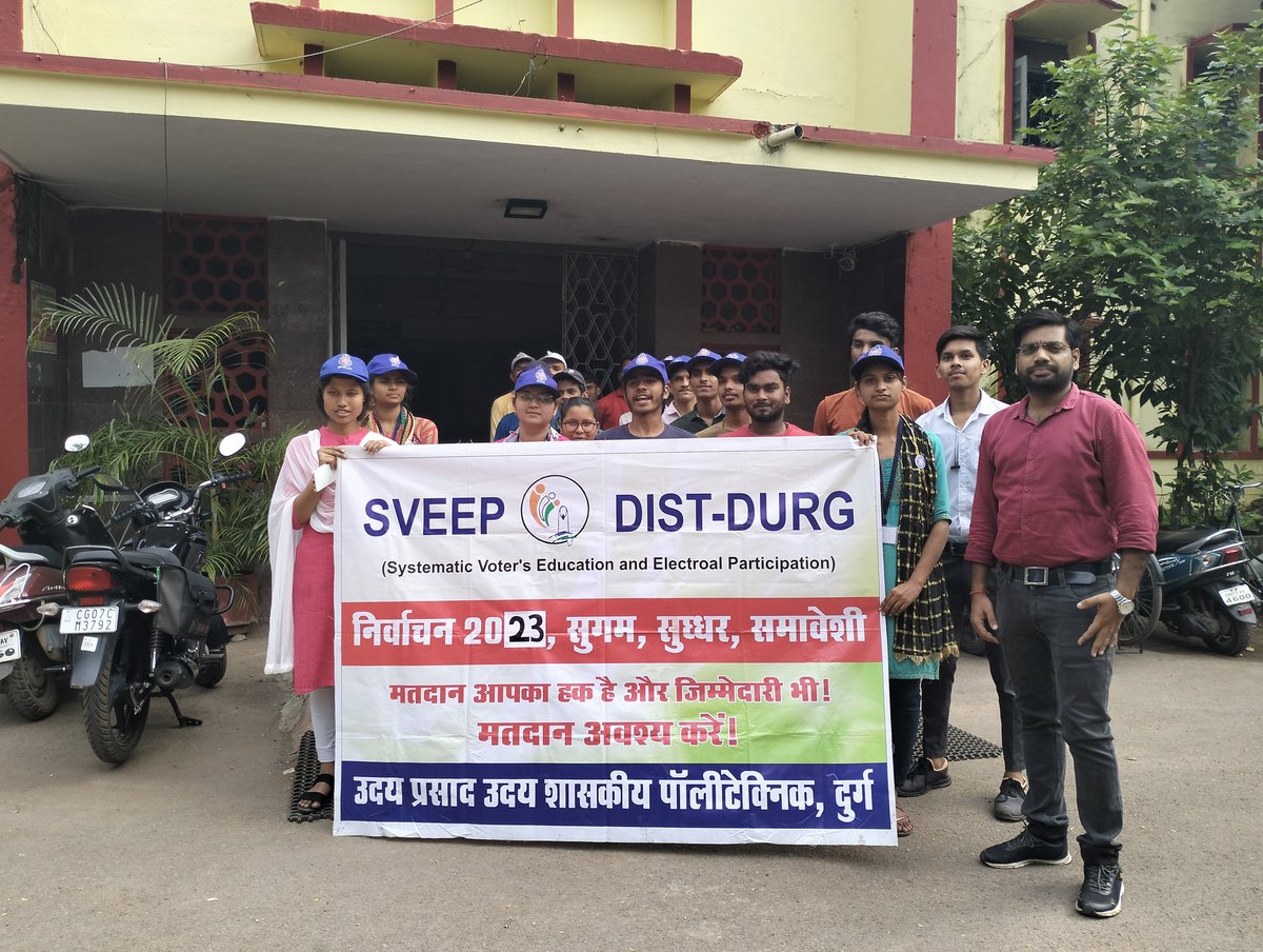 nsspolydurg's tweet photo. UPU Govt. Poly. Durg
Voter's awareness rally.
let's make a promise together do vote on polling day.
#Voterawareness
#csvtu
#nssindia
#nsschhattisgarh 
#nssrdmpcgbhopal
#nssdelhi
#youthministry https://t.co/bS1F6nXKMp