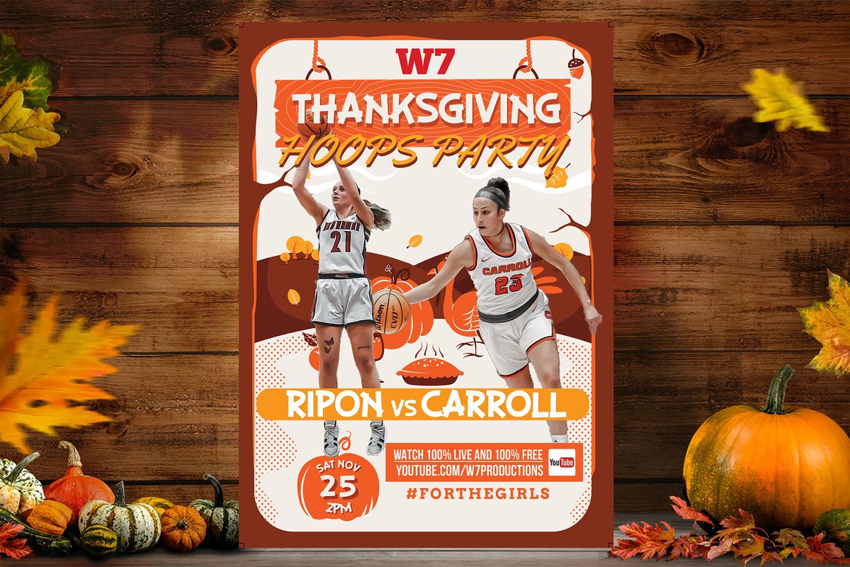 Our scheduled Friday announcement comes a day early! 

W7 continues its tradition of bringing you great basketball over your Thanksgiving holiday with a star studded matchup between <a href="/RiponRedHawks/">Ripon Red Hawks</a> and <a href="/carrollu_wbb/">Carroll Women’s Basketball</a>!

🗓️ Sat Nov 25
⏰ 2⃣ PM
📍Van Male Fieldhouse | Carroll