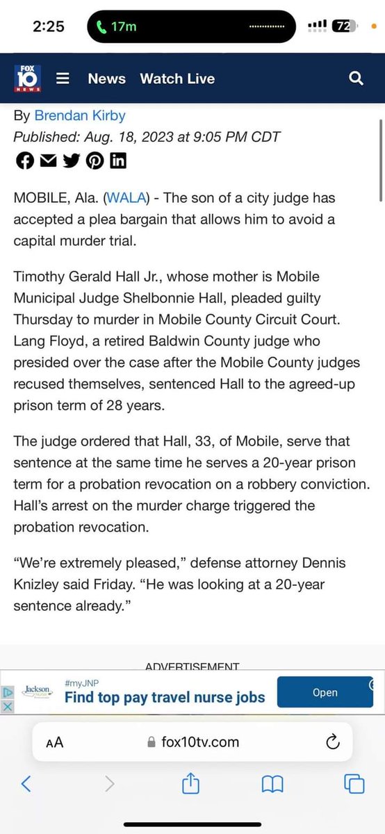 I was accused by this individual ( a suspect and the son of a Mobile judge) for being involved in a robbery that he was arrested for the night of. I was sat in Mobile County Jail while he ( Timothy Hall Jr. ) attended Morehouse College in Atlanta, Georgia for 2½ years.