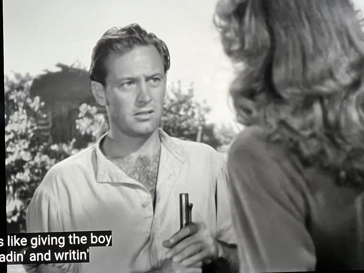 Condimentgrrl's tweet photo. “Or is more expected? Like comfort?”  Is that what the kids are calling it these days  #TCMParty #RachelAndTheStranger #LorettaYoung #SUTS https://t.co/DvdsISIGpU