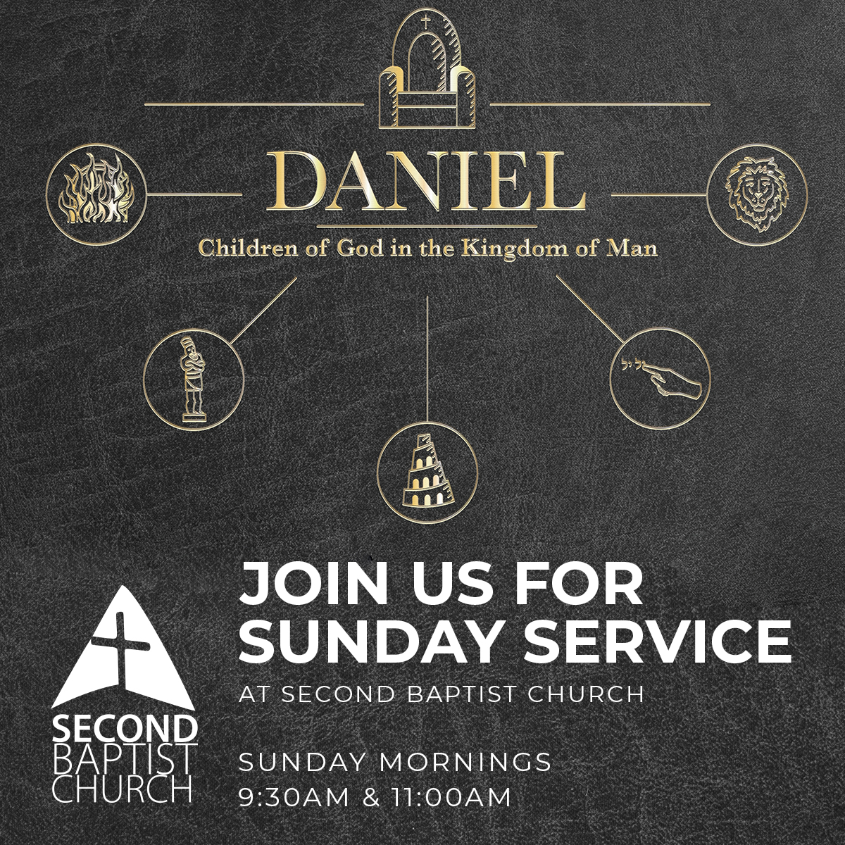 Join us this Sunday as we delve deeper into the Book of Daniel!

#SundayService #BookOfDaniel #SecondBaptist