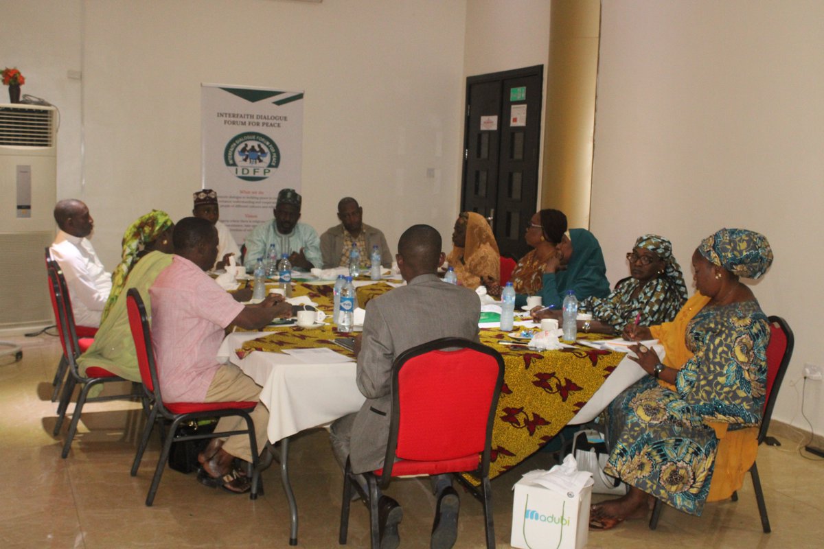 idfpnigeria1's tweet photo. The Executive Council of Interfaith Dialogue Forum for Peace met earlier today in Abuja. With them in the meeting was the @kaiciid Country Expert and Program Officer of #IDFP.
Various pending and new matters were extensively deliberated on. 

1/3 https://t.co/m39VxSW0Pl