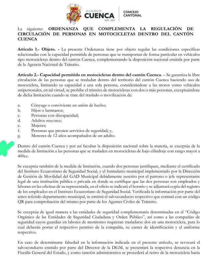 leomoralesord's tweet photo. Para el #Concejo #Cantonal de #Cuenca, sólo las motos con cilindraje menor a 400 c.c son utilizadas para cometer delitos?
Que loco!
Pongan también, y si el que conduce no es suco, se le va a hacer una revisión mayor?
Se dan cuenta lo que promueven? @lunapiedra1 @andr3smontalvo https://t.co/EqRiKMdrBv
