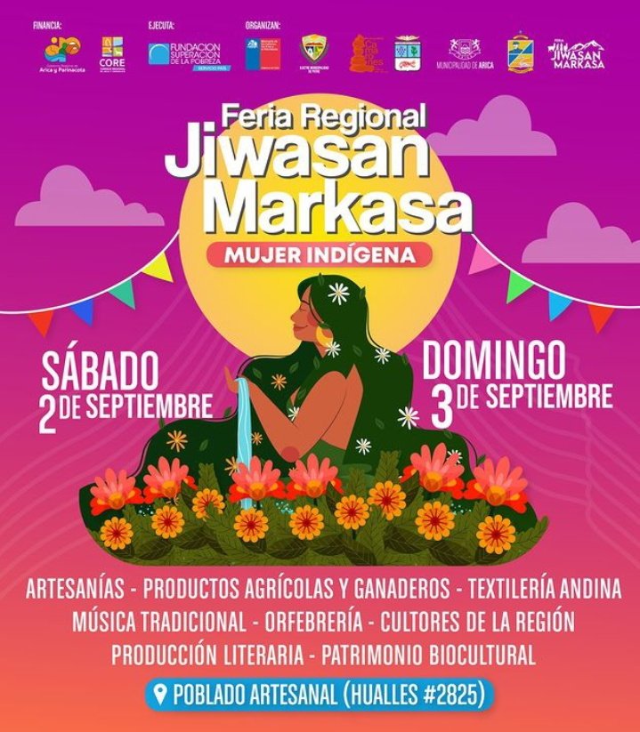 cherobres's tweet photo. Queridos amigos y amigas de la Feria Regional Jiwasan Markasa se acaba la espera para una nueva versión.

2 y 3 de septiembre, rendiremos homenaje a la inquebrantable fuerza y la rica herencia de la mujer indígena.

Te esperamos con sorpresas, el 2 y 3 de septiembre, un abrazo! https://t.co/1GYl7GSVZD