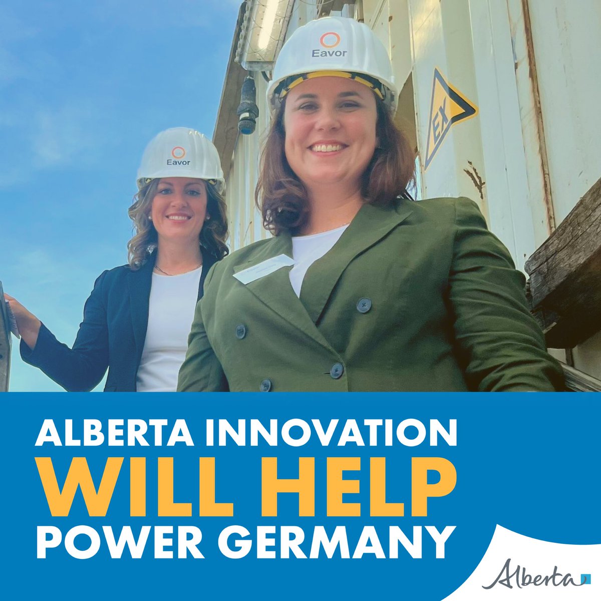 Wünderbar! A made in Alberta geothermal innovation by Eavor Technologies will now help power 200,000 German homes 🇩🇪 

Thank you Minister <a href="/rebeccakschulz/">Rebecca Schulz</a> for heading to Germany to showcase Alberta’s world-leading clean energy technology.

Learn more: alberta.ca/release.cfm?xI…