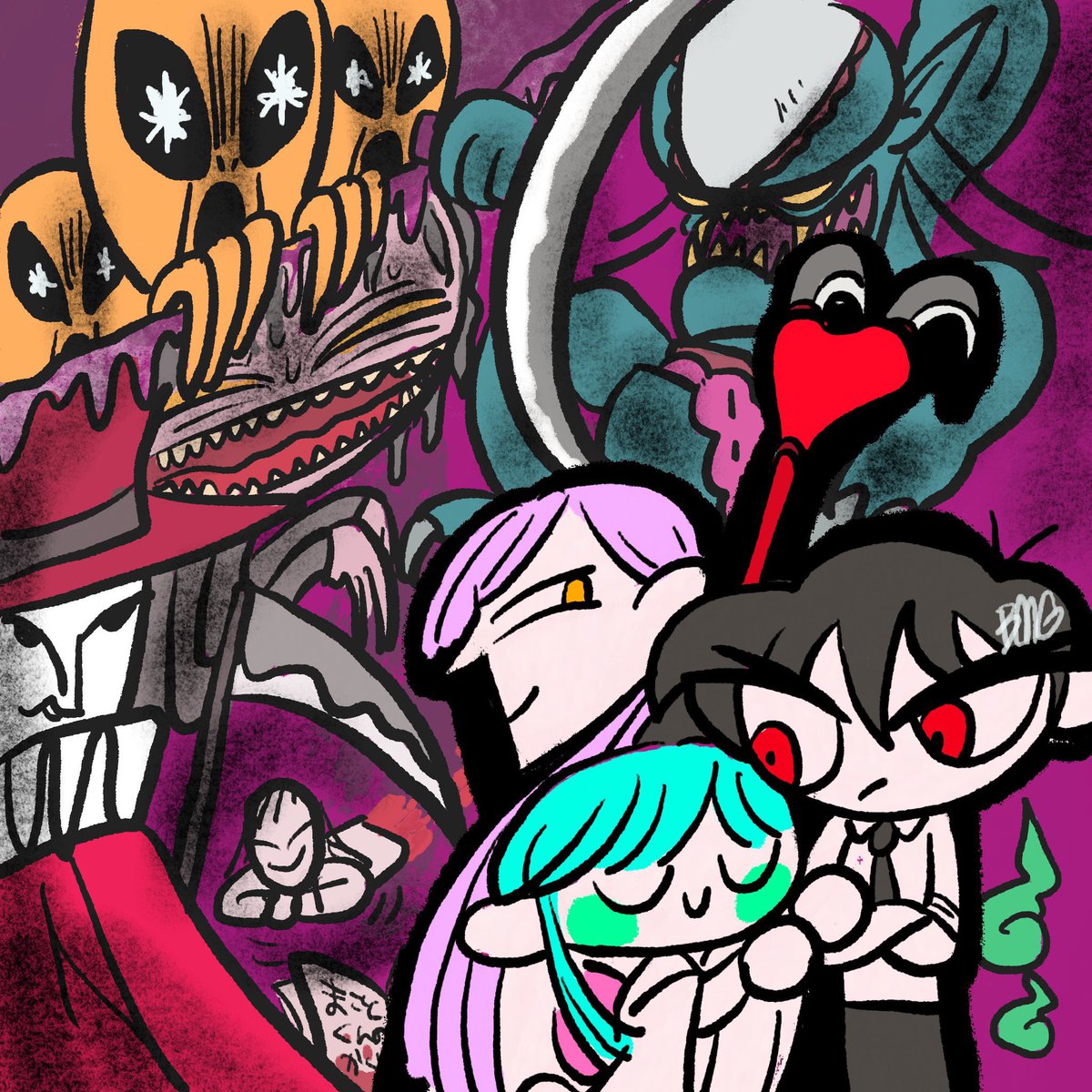 「前に描いたやつだけど〜! ぬ〜べ〜30周年おめでとうございます!!!一生トラウマ」|🖤ᙖᙢᘐ🖤のイラスト
