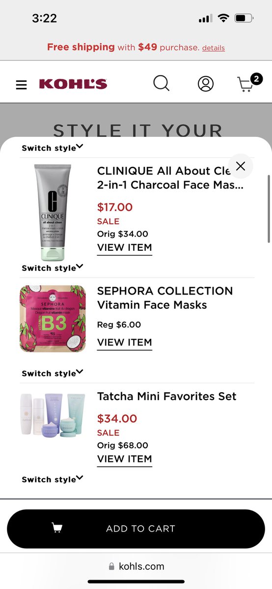 MiniSnoops35's tweet photo. When @kohls @sephora shows 50% off items but their chat customer service won’t help and honor the price and you call customer service and get disconnected after 25 minutes wasted https://t.co/uat7wcqvy2