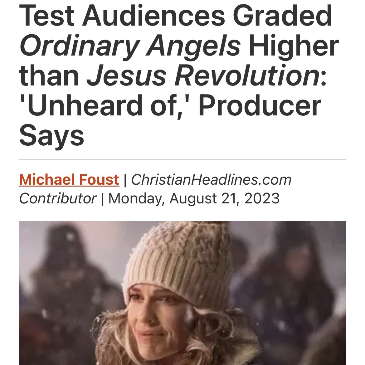 'It's a miracle story,' producer Andy Erwin told Christian Headlines. The film, he said, 'shows the gospel in action.' christianheadlines.com/contributors/m… We couldn’t agree more! #OrdinaryAngelsMovie #BeTheLight