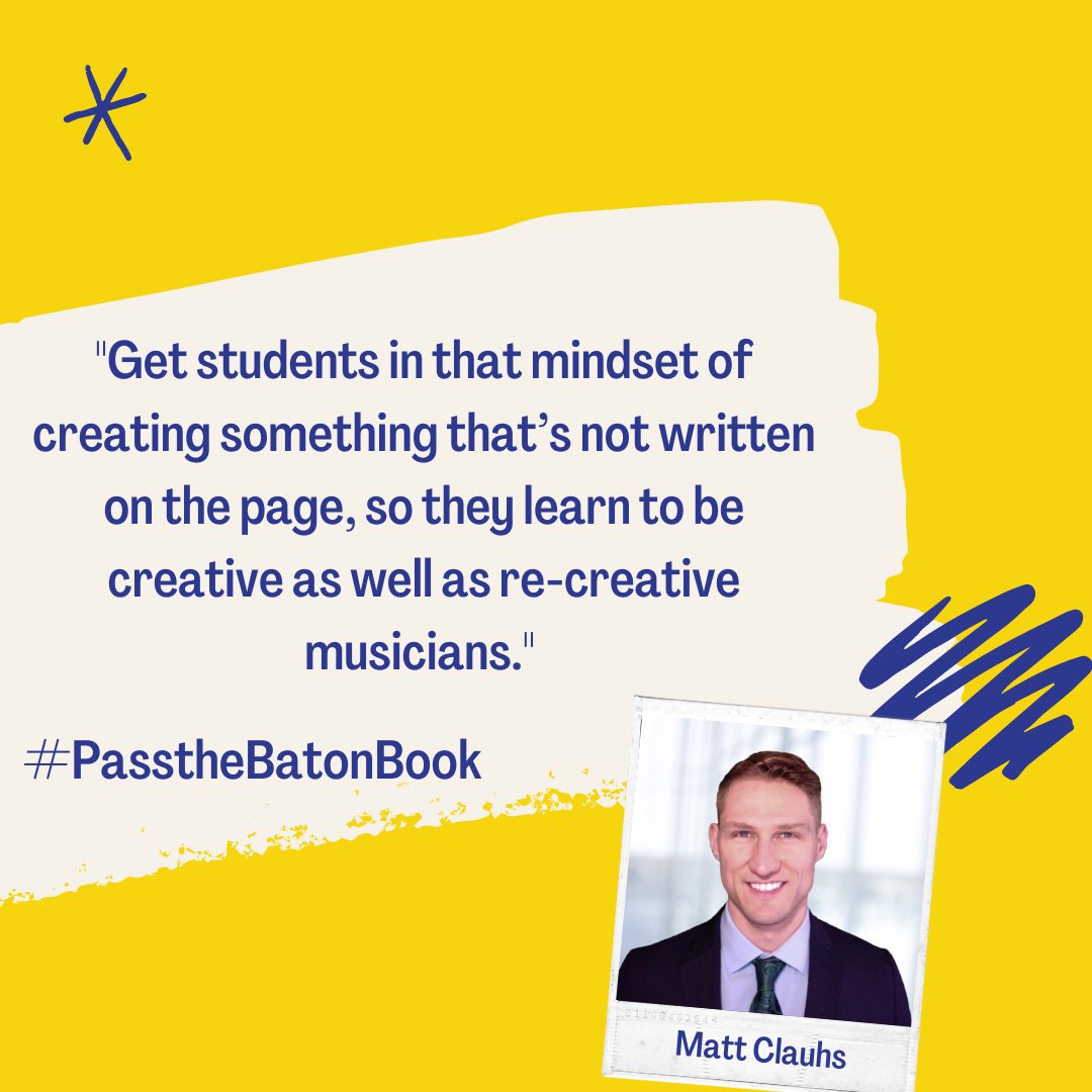 It’s #ThrowbackThursday! Episode 22 featured Matt Clauhs, talking about how we can incorporate creativity & improvisation in young ensembles! YouTube: youtu.be/IkCv821dAiI Spotify: spoti.fi/45Hyg8z Apple: bit.ly/45tiaQf #PasstheBatonBook #musiceducation