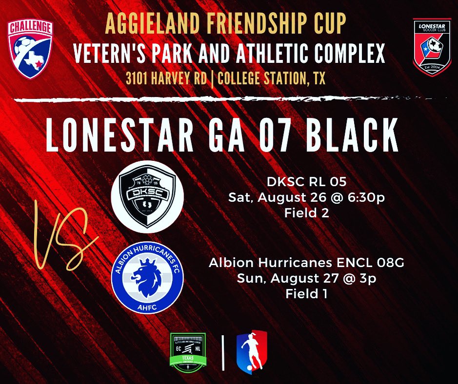Heading to the Aggieland Friendship Cup this weekend! 

Our schedule is set!