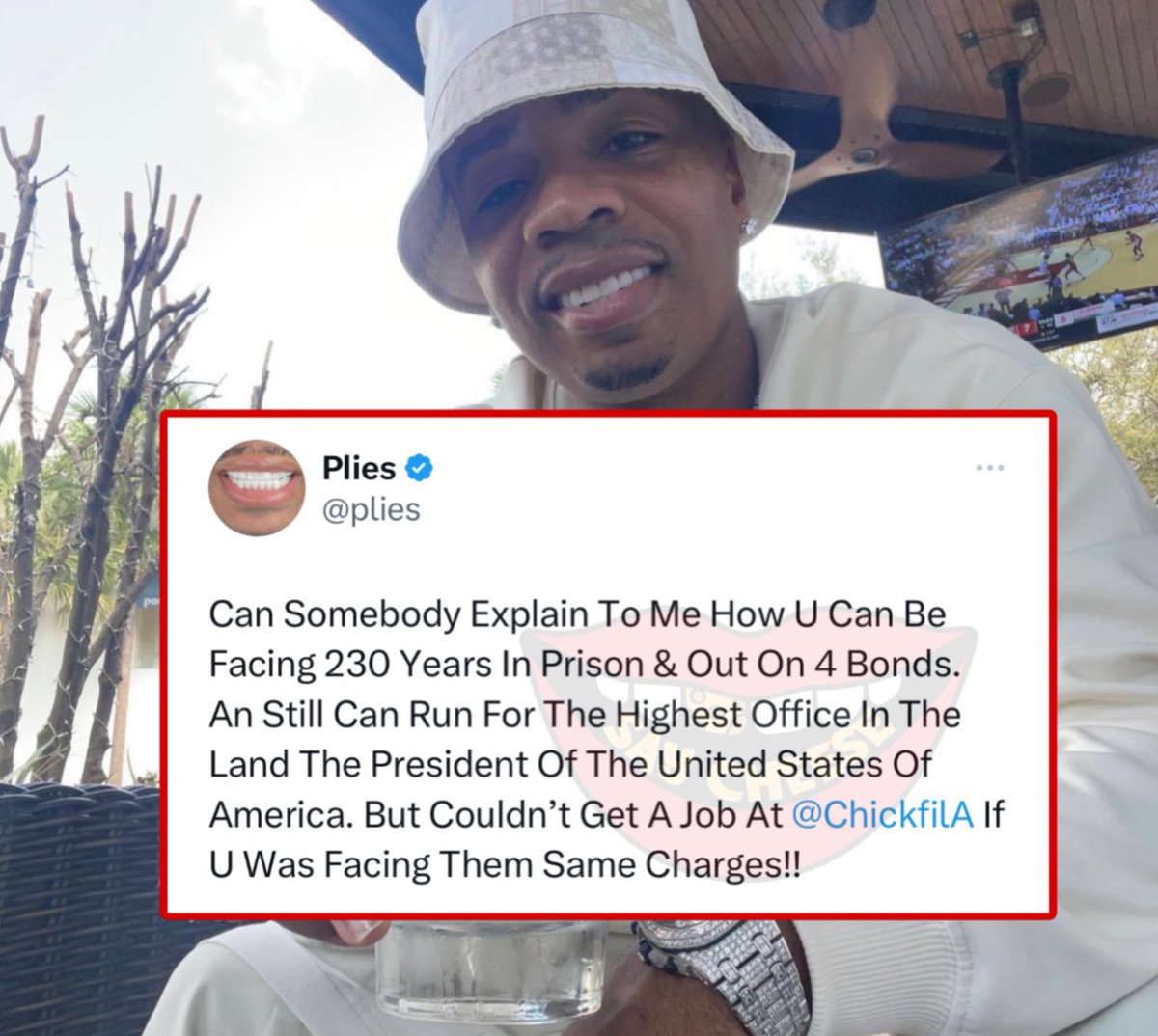 Plies is curious about how Donald Trump can still run for president despite all his charges