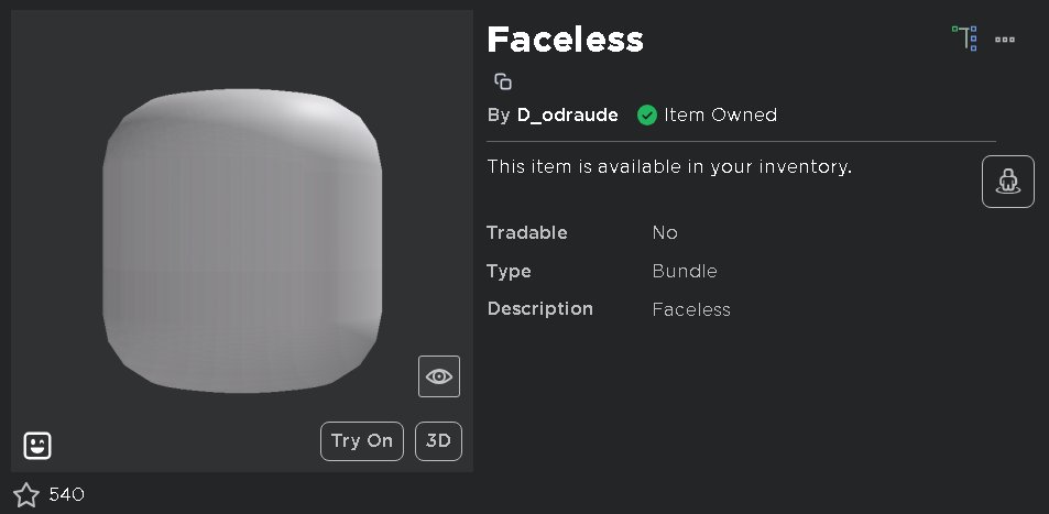 😶 Cheeks Faceless - Roblox