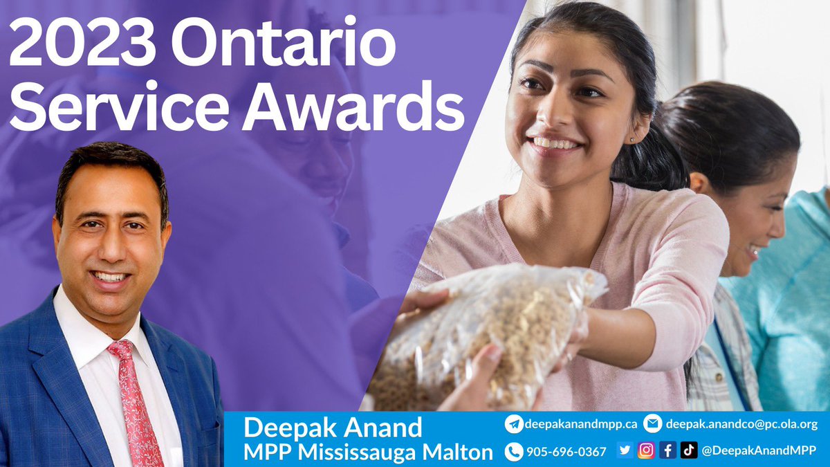 Our govt is recognizing the hard work & dedication of over 3,400 volunteers for their #OntarioSpirit throughout province with Ontario Service Awards. Nominate the Heroes of your community for making Ontario a better place to work, live & raise a family at: bit.ly/ON-ServiceAwar…