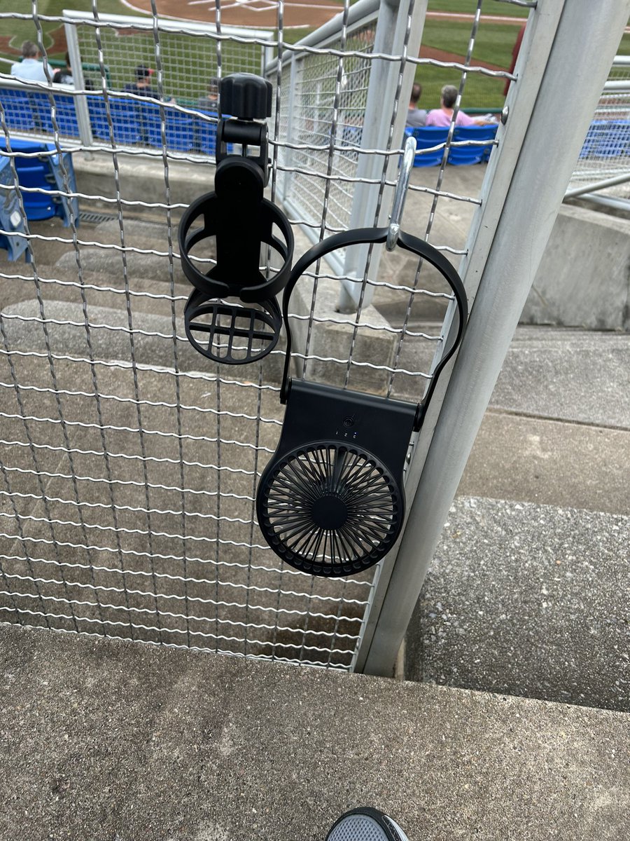 LightninTramp's tweet photo. On my own tonight for College Night at the @salemredsox , it’s muggy so I’ve got my fan going! #Sec205 #Spoiled #GoHoos https://t.co/LBGSnh67Cf
