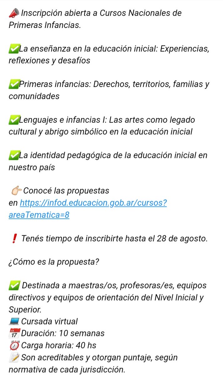 caromerdjan's tweet photo. Inscripción abierta a Cursos Nacionales en Primeras Infancias https://t.co/sx2XewnwGN