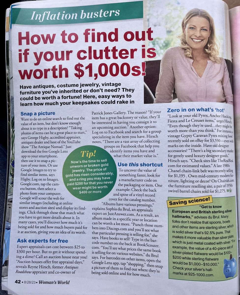 Reyne Hirsch (@reynehirsch) on Twitter photo A big thanks to <a href="/WomansWorldUS/">Woman's World Magazine</a> for the interview. What treasures do you have in your home? #antiques A big thanks to <a href="/WomansWorldUS/">Woman's World Magazine</a> for the interview. What treasures do you have in your home? #antiques