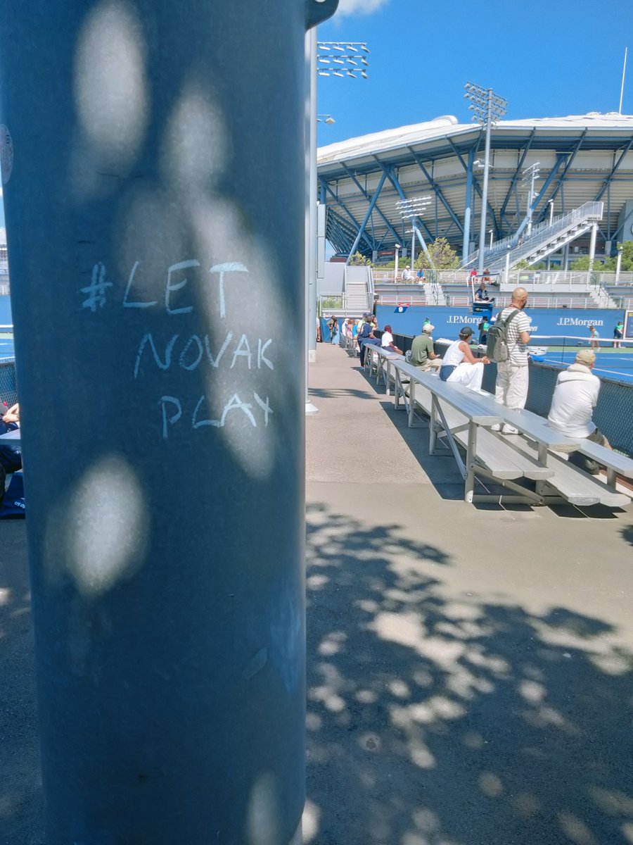 scoopmalinowski's tweet photo. A year ago at US Open somebody wrote #letnovakplay https://t.co/OV3q175sjG