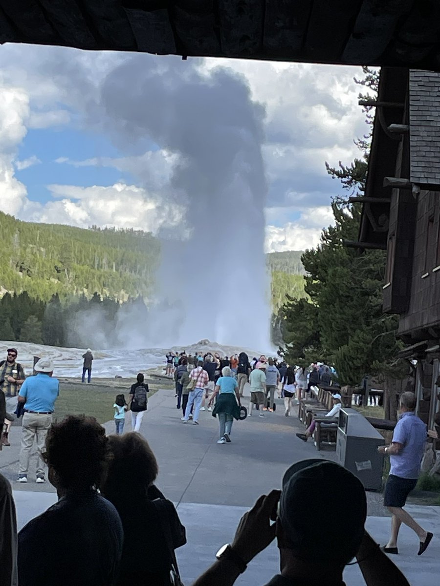 We’re spending 2 nights in Yellowstone Old Faithful Inn. Beautiful place and 70 degrees.