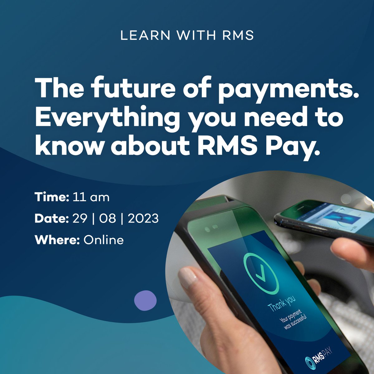 Up next in our free masterclass series, The Future of Payments. Everything you need to know about RMS Pay! 

Save your spot 👉hubs.li/Q0203kgt0
