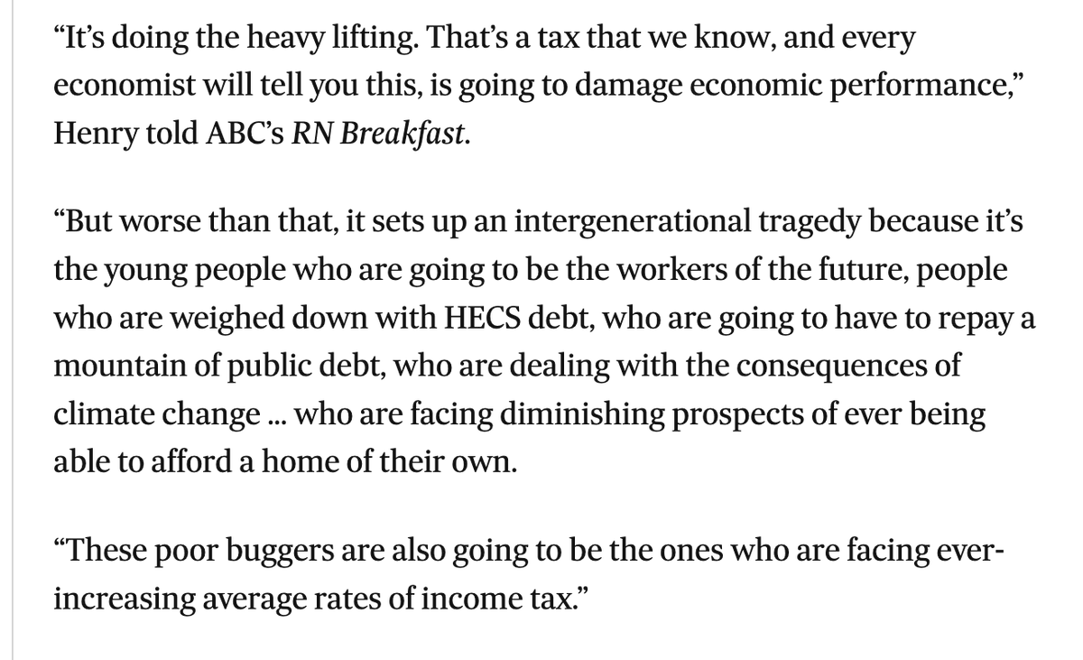 FlindersWealth's tweet photo. Ken Henry todays AFR 

“It sets up an intergenerational tragedy" https://t.co/SbbXLpP7Dc