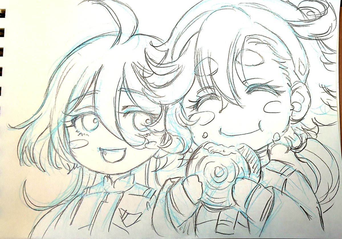 スレミオ「出先からおはよーございますメモ替わりの小さなクロッキーでの #リハビリ絵きりかぶ」|かねさだけいし/兼処敬士のイラスト