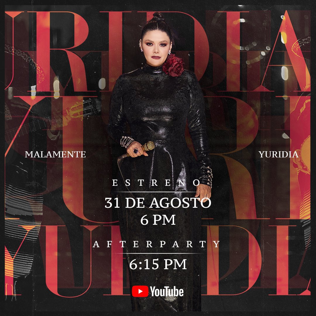 ¡¡¡#Yurifans, ya por fin saldrá el vídeo oficial de #Malamente 🥀📞🍻en mi canal de YouTube!!! 
La cita es este 31 de agosto a las 6 pm. ¡¡¡Los espero!!!

👀🎶 youtube.com/watch?v=TfvpNd…