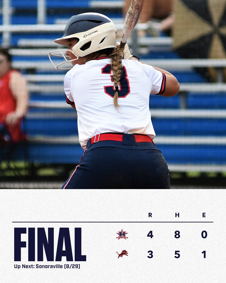 Bringing a dub back home! 💪

<a href="/AbbieYo07625796/">Abbie Young</a>: 2-for-3, HR (1), 4 RBI
<a href="/addieedwards22/">Addie</a>: 4.0 IP, 2 H, 0 R, 8 SO
<a href="/jennabrooke05/">Jenna</a>: 1-for-2, R, BB

#GoGenerals