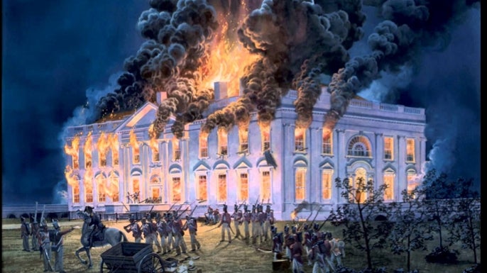 August 24, 1814 - British Capture Washington, D.C.: ⚔️🏛️ #OnThisDay 1814, British forces capture and burn Washington, D.C., during the War of 1812. The White House and other government buildings are set ablaze. #WarOf1812 #DCBurning #OTD