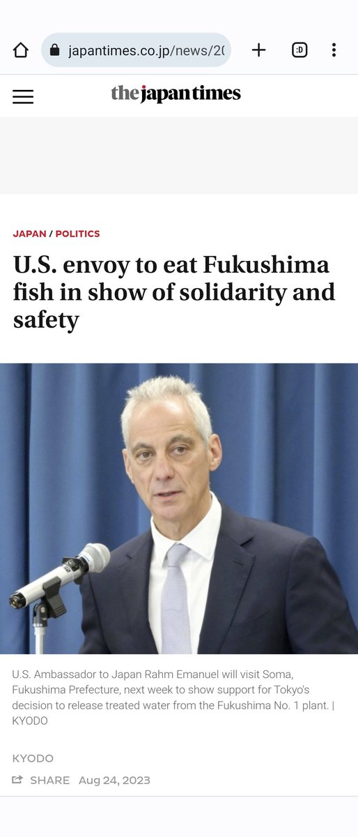 CarlZha's tweet photo. Bro need to eat Fukushima fish for next 30 years because that's how long Japan will continue to dump the waste water https://t.co/n7Bu0FA8nN