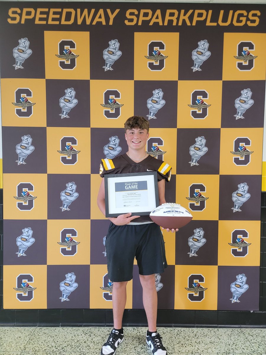 SparkplugFB's tweet photo. Safeco Insurance and Deken Benjamin Insurance Week 1 Player of the Game vs Covenant Christian! @IsaacGraber30 Showed up bigtime on both sides of the ball 4 us Friday Night! https://t.co/tLjvQRCcuq