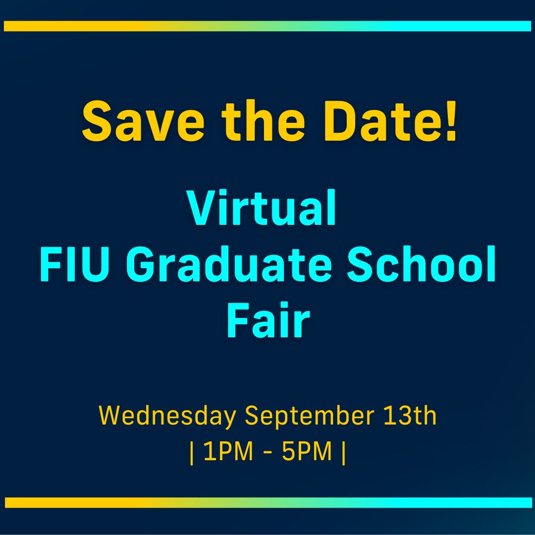 Interested in our programs?

Save the DATE for the FIU Virtual Graduate School Fair. 

The NWCNHS Student Services team will be there to speak about our Graduate Programs and answer your questions on how to apply!! 

Make sure to REGISTER: fiu.qualtrics.com/jfe/form/SV_8t…