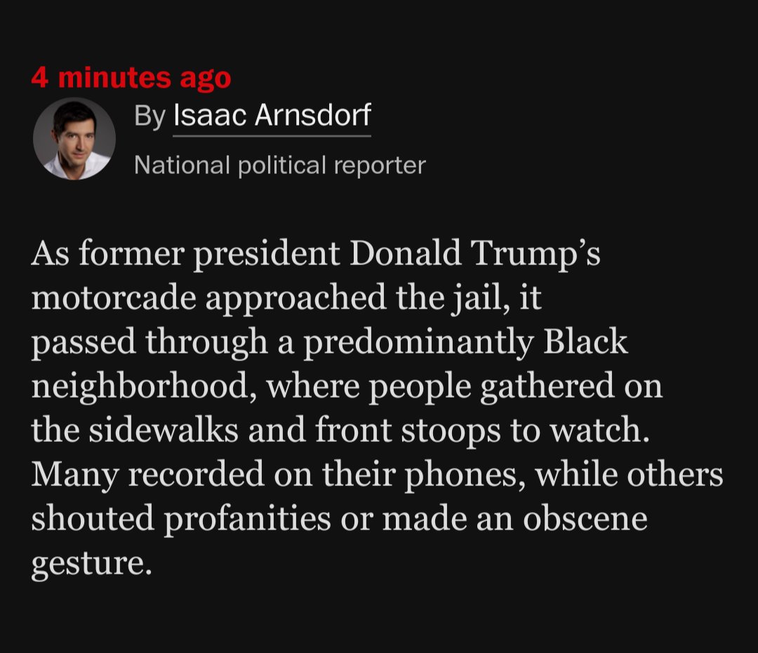 this update on trump's arrest from the washington post 💀