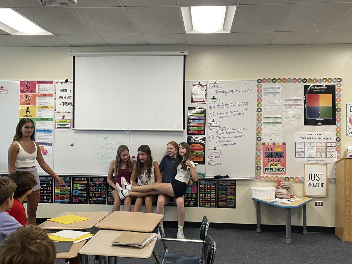 We had a lot of fun reviewing the stages of plot by reenacting classic fairy tales today. Loving the joy these Ss bring to class every day! 😊 <a href="/sms8west/">sms8west</a> <a href="/AHSD25South/">South Middle School</a> #Sd25ItsPersonal