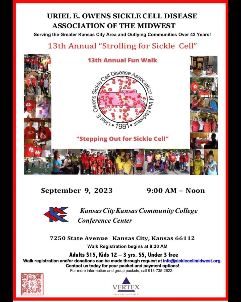 UEOSickleCell's tweet photo. Looking for a way to support #sicklecell & have fun? 9/9 is our "Strolling For #SickleCell" Fun Walk & we hope you join us! Buy your ๐๏ธ now, if you can't join, we welcome your donations to assist our #SCD mission. https://t.co/mWUA9ob3yb
#sicklecellmidwest
#strollingforsicklecell https://t.co/Qp5OTRJooi