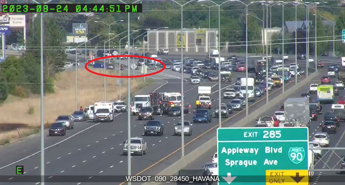 It's tough to see in this photo, but I've been watching people turn around on I-90 and drive the wrong way on the Sprague Ave. on ramp to avoid getting stuck in traffic. I can't believe I have to say this but.... THIS IS NOT OKAY! C'mon people, just take a deep breath!