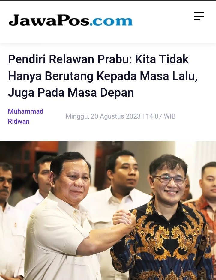 Breaking News
Budiman Sudjatmiko diPecat dari Petugas Partai
Dan Beralih menjadi Petugas Rakyat
.
.

dukungan <a href="/budimandjatmiko/">Budiman Sudjatmiko (IG: kelasinspirasibudiman)</a> kepada <a href="/prabowo/">Prabowo Subianto</a> bukan euforia semata atau hanya ikut meramaikan, tetapi dukungan yangbdidasari kesamaan visi dan misi Indonesia ke depan.

Budiman bukan