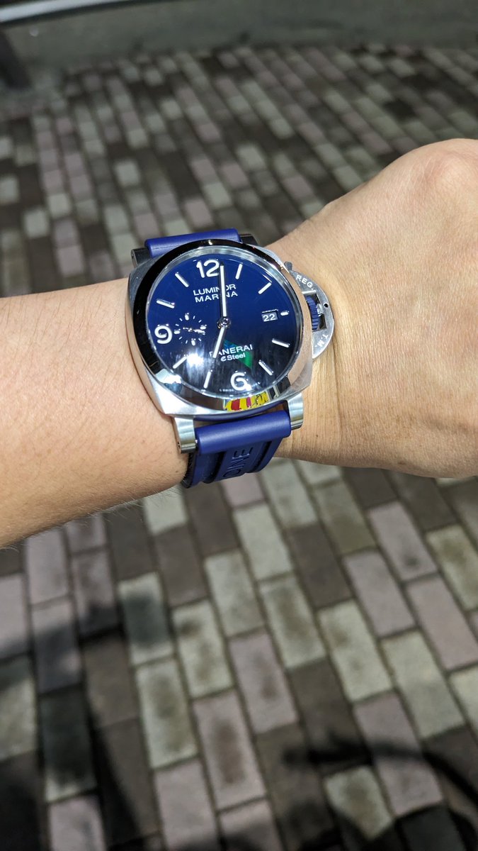 Wonder_boy_1986's tweet photo. 夏に購入して本当に良かった⭐
@commontime_her
#PANERAI #パネライ #LUMINOR #ルミノール #MARINA #マリーナ #eSteel #腕時計 https://t.co/Qfv08NsL8n