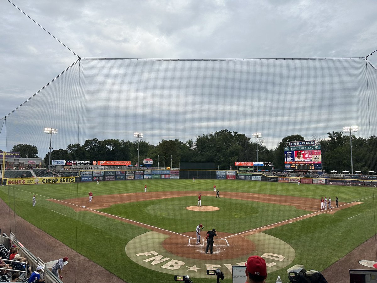 JohnCerilli's tweet photo. My first visit to #FNBField, home of the @HbgSenators, the AA #Nationals! Beautiful park with great food (look for The Spot) and a wonderful atmosphere, it sits on City Island in the middle of the #SusquehannaRiver. That’s #Grrrounder I’m the first picture! #baseball @MiLB ⚾️ https://t.co/JoiNXtMOAn