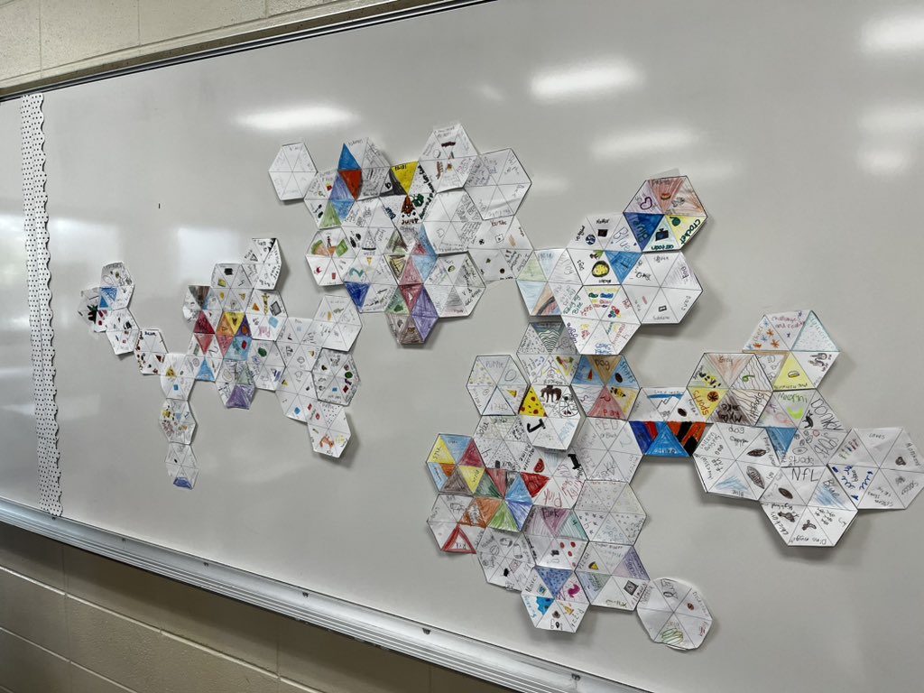 Hexagonal thinking: we made connections based on things we all have in common. #gkcogs #communitybuilding #werisebyliftingothers