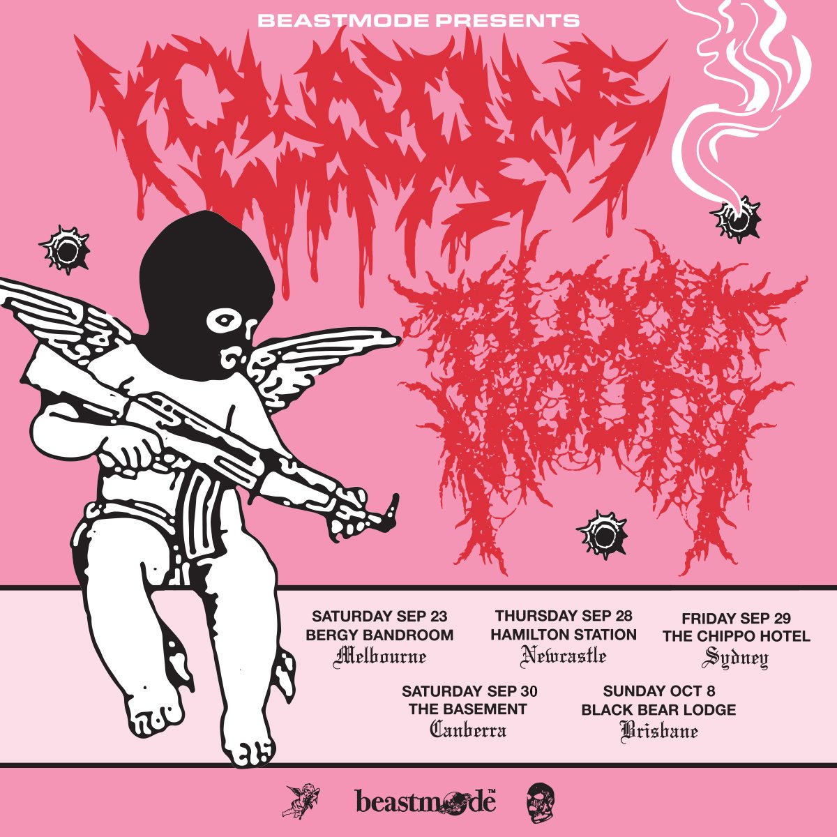 <a href="/beastmodeworld_/">beastmode</a> presents Volatile Ways &amp; Bloodmouth performing 5 shows on Australia's East Coast this Spring. 

Sat 23/9 - Melbourne
Thu 28/9 - Newcastle
Fri 29/9 - Sydney
Sat 30/9 - Canberra
Sun 8/10 - Brisbane 

Tickets are on sale now in our bio 👼
Flyer by Thomas Sweetman