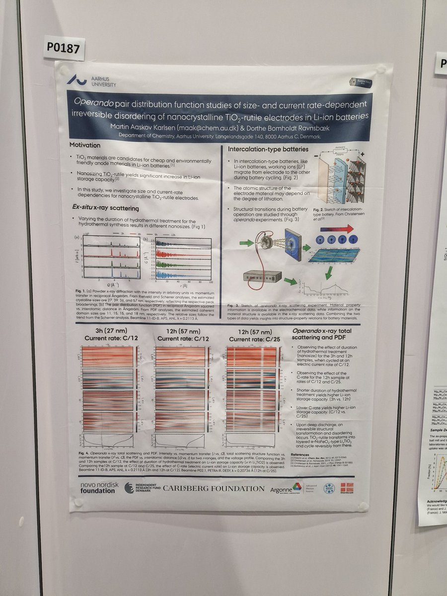 Martin Aaskov Karlsen (@martinaakarlsen) on Twitter photo As a part of the Total Scattering of Disordered Materials symposium <a href="/IUCr2023/">IUCr2023</a>, I present a poster (P0187) together with <a href="/dorthe_ravn/">Dorthe Ravnsbæk</a> <a href="/RavnsbaekGroup/">RavnsbaekGroup</a> on our operando studies of nanocrystalline TiO2-rutile Li-ion battery electrodes, including data from <a href="/p021_desy/">P02.1 DESY</a>. Hope to see you! As a part of the Total Scattering of Disordered Materials symposium <a href="/IUCr2023/">IUCr2023</a>, I present a poster (P0187) together with <a href="/dorthe_ravn/">Dorthe Ravnsbæk</a> <a href="/RavnsbaekGroup/">RavnsbaekGroup</a> on our operando studies of nanocrystalline TiO2-rutile Li-ion battery electrodes, including data from <a href="/p021_desy/">P02.1 DESY</a>. Hope to see you!