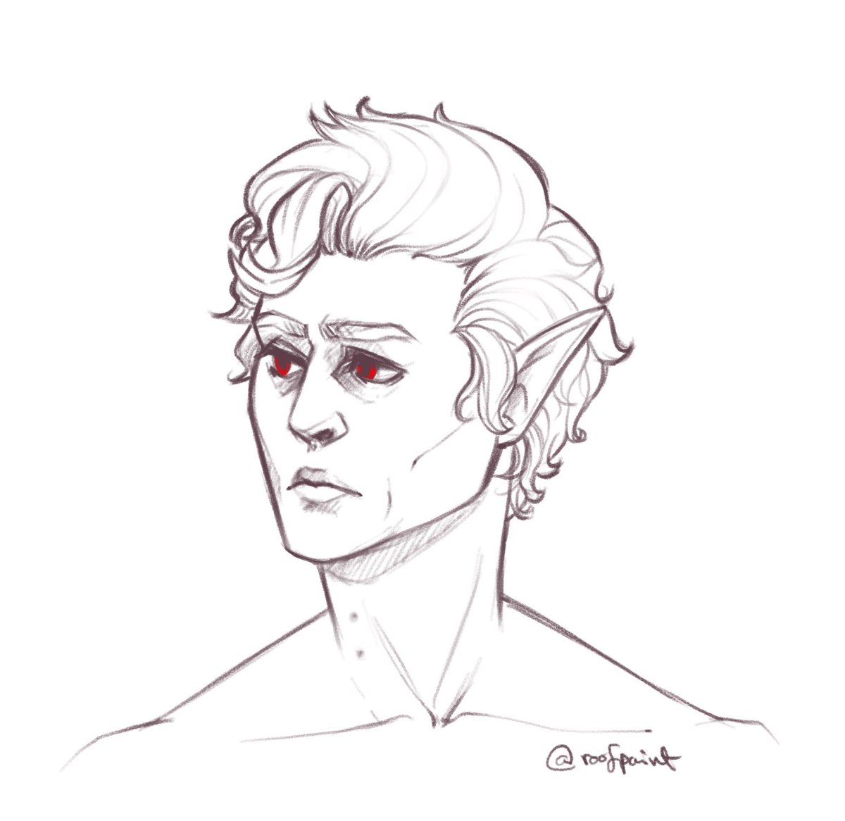 roofpaint's tweet photo. Trying a little harder with lines. Hopefully will add a torso later. #astarion #bg3 #baldursgate3 https://t.co/egfxb9iZek