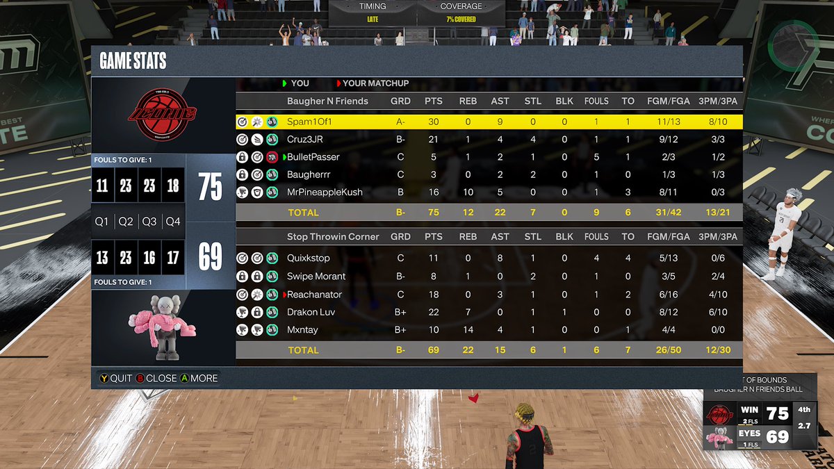 GGs to these guys as we win <a href="/HOFLeague2K/">HOF League</a> Mid Day

PG <a href="/Spam1Of1/">Spam1of1</a> 🎮
SG <a href="/CruzyJR3/">Cruz3JR</a>🎻
SF <a href="/Baugherrr/">Baugher🧛🏼</a>🎒
PF <a href="/BulletPasser/">BulletPasser</a> 🏄‍♂️
C <a href="/YSCMMK/">yscⓂ️Ⓜ️k</a> Ⓜ️

@youFamousEnough <a href="/2kProAmENews/">Elite Ballers News 📰</a> <a href="/DUNKLeague2K/">DUNK League</a> <a href="/iNetworkSports/">iNetwork</a> <a href="/ESSxMJx/">🐔ChickenLocVE on Tiktok</a>