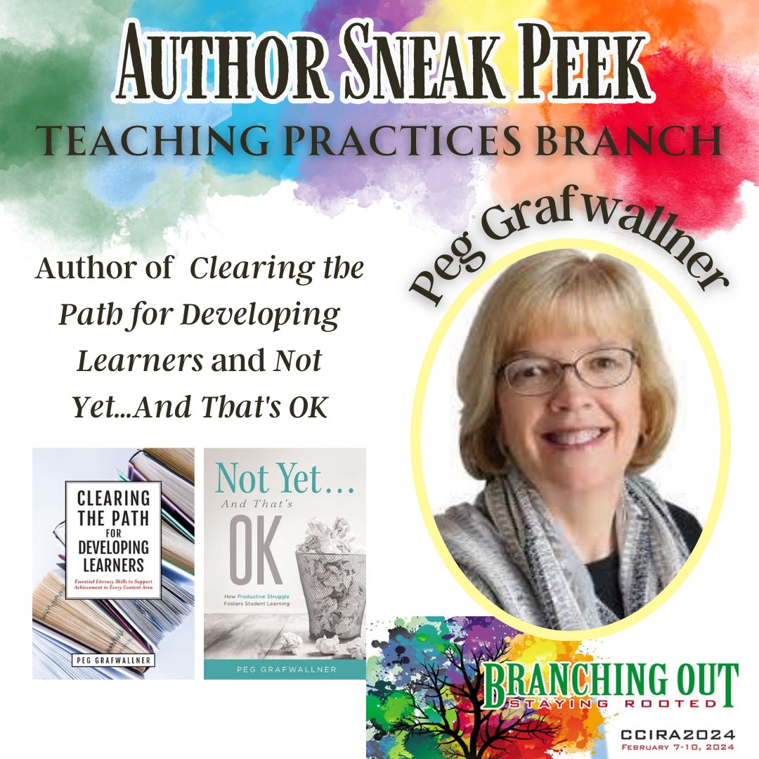 ColoradoReading's tweet photo. 🌳📢AUTHOR SNEAK PEEK! 🌳📢
CCIRA is excited to welcome Peg Grafwallner to the CCIRA 2024 Literacy Conference!
#CCIRA #CCIRA24 #InspiringEducation #BranchingOut #StayingRooted #TeachingPractices
#PegGrafwallner #LiteracyConference #SpecialEducation #InclusiveClassrooms https://t.co/1lQVIZHinK