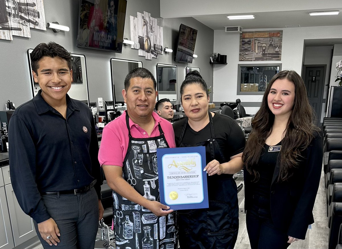 AsmPacheco's tweet image. Congratulations, Thunder Barbershop, on the occasion of your Ribbon Cutting Ceremony in the beautiful city of La Habra!💈We welcome your investment in our community. Congratulations, and I wish you many years of success. 
•
•
#AD64 #CA #LaHabra #barbershop #smallbusiness