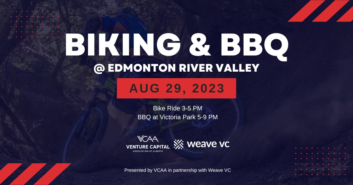 🌳🍔 Join us and VCAA on August 29th at the Edmonton River Valley for a bike ride followed by a networking BBQ! 🚴

Our GPs <a href="/Mark_WeaveVC/">Mark Mitchell</a> and <a href="/Marco_WeaveVC/">Marco Donadeo</a> are looking forward to connecting with new faces!

Learn more and RSVP here: eventbrite.ca/e/river-valley…