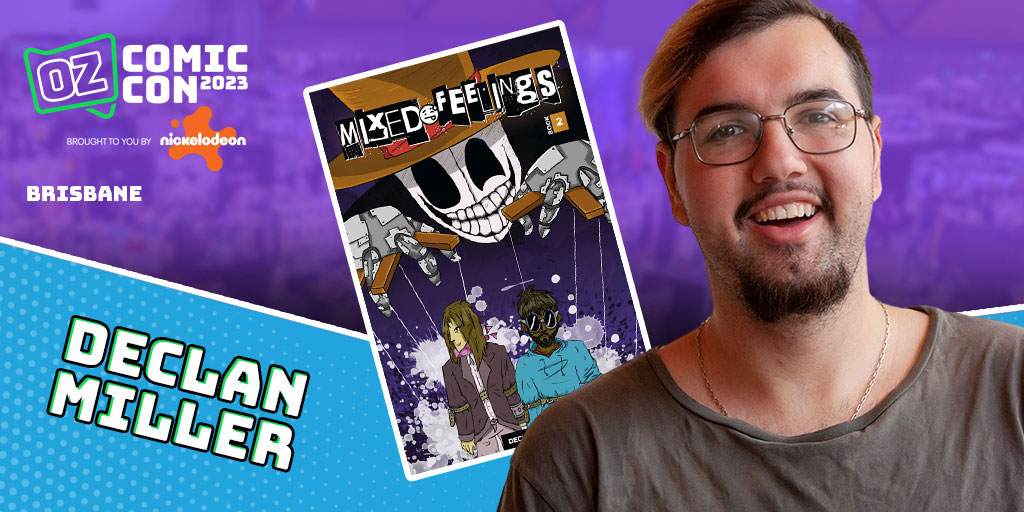 Declan is an indigenous creator from Mparntwe. His graphic novel series - ‘Mixed Feelings’ - tells the stories of growing up there. He is one of the founding members & creative director of Stick Mob; a collective of indigenous creators from Arrernte land. ozcomiccon.com/declan-miller/