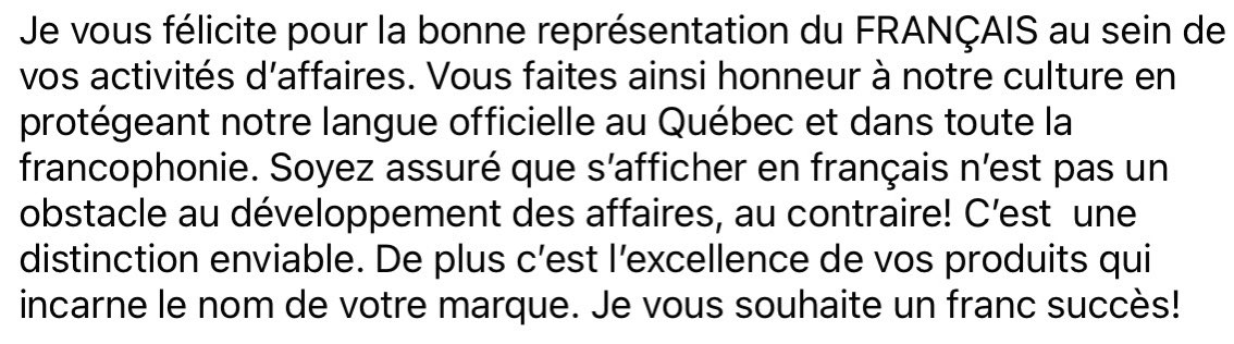 La compagnie “Mon Technicien” et  le président Sylvain Dion ont une belle ouverture afin de rendre les employés heureux. Bravo à cet entrepreneur de Laval pour sa grande générosité! 
En plus, quel beau nom en français pour son entreprise! Bravo !!! #polqc #LangueFrançaise