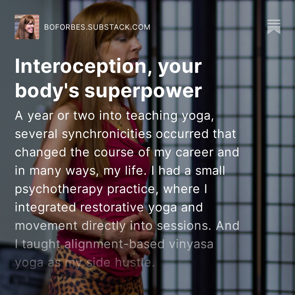 boforbes's tweet image. In this column, I talk about interoception, our eighth sense, and the ability to receive, interpret, and respond to signals that come from the body. open.substack.com/pub/boforbes/p…